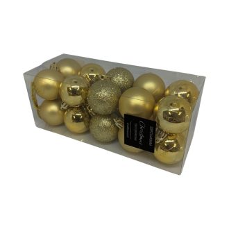   Műanyag karácsonyi gömb dísz 4 cm-es 20 db-os csomag - arany mix