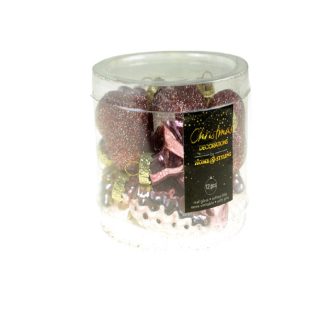 Üveg dísz 4 cm-es 12 db-os csomag - rózsaszín