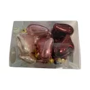 Karácsonyi szív dísz, 4 cm-es, 12 db-os - mályva mix
