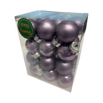   Üveg gömb dísz 2,5 cm-es 24 db-os csomag - hamvas lila mix