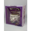 Bögre kerámia kanállal és tetővel