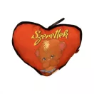 Díszpárna - szív alakú - lány maci mintával - Valentin napra