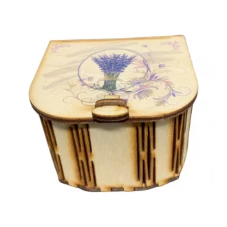 Fa díszdoboz - mini - levendula csokor