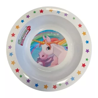 Gyerek mélytányér - Egyszarvú - fehér