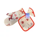Konyhai garnitúra - edényfogó, konyhai kesztyű, alátét - karácsonyi