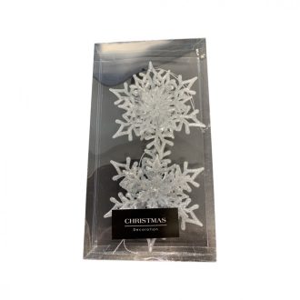 Karácsonyfa dísz, csillag, ezüst, 2 db-os