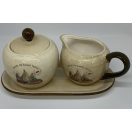 Kerámia cukortartó, tejkiöntő és alj