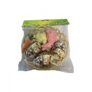 Húsvéti nyuszi, tojás, répa dekor kosárban