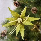 Bársony karácsonyi virág gyöngyökkel Zöld 30 cm