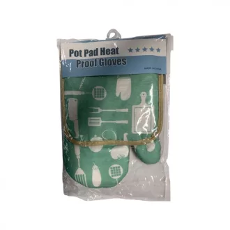 Edényfogó kesztyű szett - zöld-barna