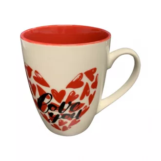 Bögre 300 ml,  piros LOVE YOU felirattal