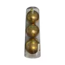 Karácsonyfa gömb, 7 cm, 3 db-os, antikolt arany